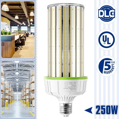 Bombilla LED de maíz de 250 vatios reemplaza lámpara de garaje de almacén de 1000 W HID/MH 100-277 V Foto 1 de 4