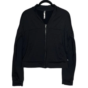 Fabletics Attis Cropped Bomber Jacket Zip Up Women's Size XS black - Picture 1 of 17