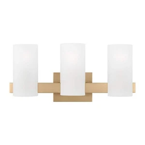 SCOTT LIVING Rhode 19.63 in. 3-Light Satin Brass Large Vanity Light with Etched - Picture 1 of 10