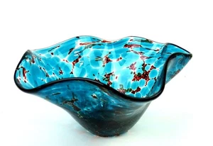 Glass Eye Studio Art Glass Lee South Hill Signed Mottled 6 1/4" Ruffle Vase 2015 - Picture 1 of 9