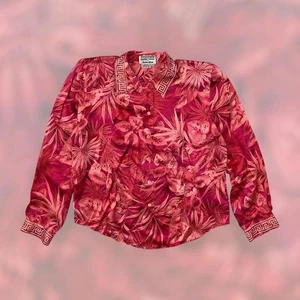 Vintage 80er Starington Neiman Marcus Seide geknöpftes Oberteil Bluse Shirt Damen 12 rosa - Bild 1 von 5
