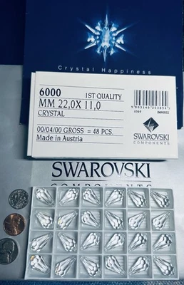 Swarovski Pendants 6000 22 x 11mm Crystal 48pcs. Factory packs Austria. - Image 1 of 4