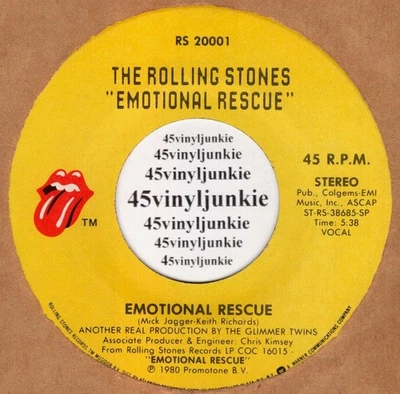 The Rolling Stones 45 rpm "Emotional Rescue" on Rolling Stones Records - Image 1 of 2