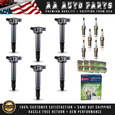 6 bobinas de encendido y 6 bujías de iridio Denso aptas para Toyota Sienna 05-16 3,5 L UF487 Foto 1 de 4