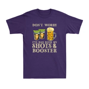 Funny Vaccine Joke Don't Worry I've Had Both My Shots And Booster Unisex T-Shirt - Picture 1 of 10