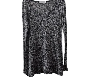 Cut Loose Sheer T Shirt Womens Cheetah Print Long Sleeve Lagenlook Size Large - Picture 1 of 13