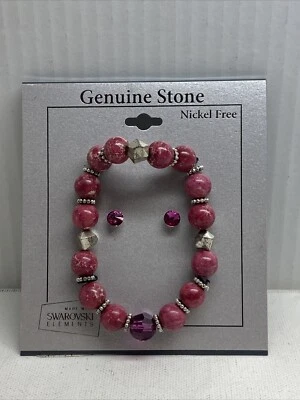 Juego de pendientes pulsera de piedra con cuentas rojas Swarovski Foto 1 de 2