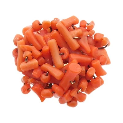 Anillo Vintage Oro 17K Modernista Brutalista Naranja Coral Racimo Talla 6.5 GR1008 Foto 1 de 4