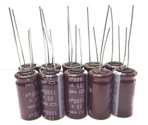 1500uF 35V (10x) Electrolytic Capacitors 35V 1500uF Volume 13x25mm  - Picture 1 of 5
