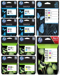 Lotto cartucce inchiostro originali HP 912 / HP 912XL per OfficeJet 8015 OfficeJet 8015e - Foto 1 di 13