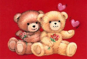 Cute VALENTINE'S DAY Card FOR FOREVER FRIEND, Teddy Bears Flowers by Hallmark +✉ - Picture 1 of 5