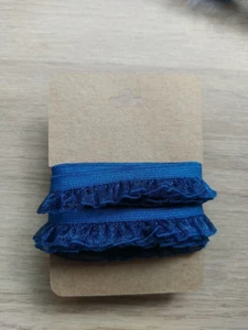2.4 Meters Blue Sheer Stretch Chiffon Frill Edging Trim Ruffled Dolls Clothes - Picture 1 of 3