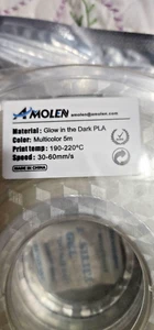 AMOLEN PLA 3D Printer Filament sealed NWT Glow in The Dark Multicolor 5m - Zdjęcie 1 z 7