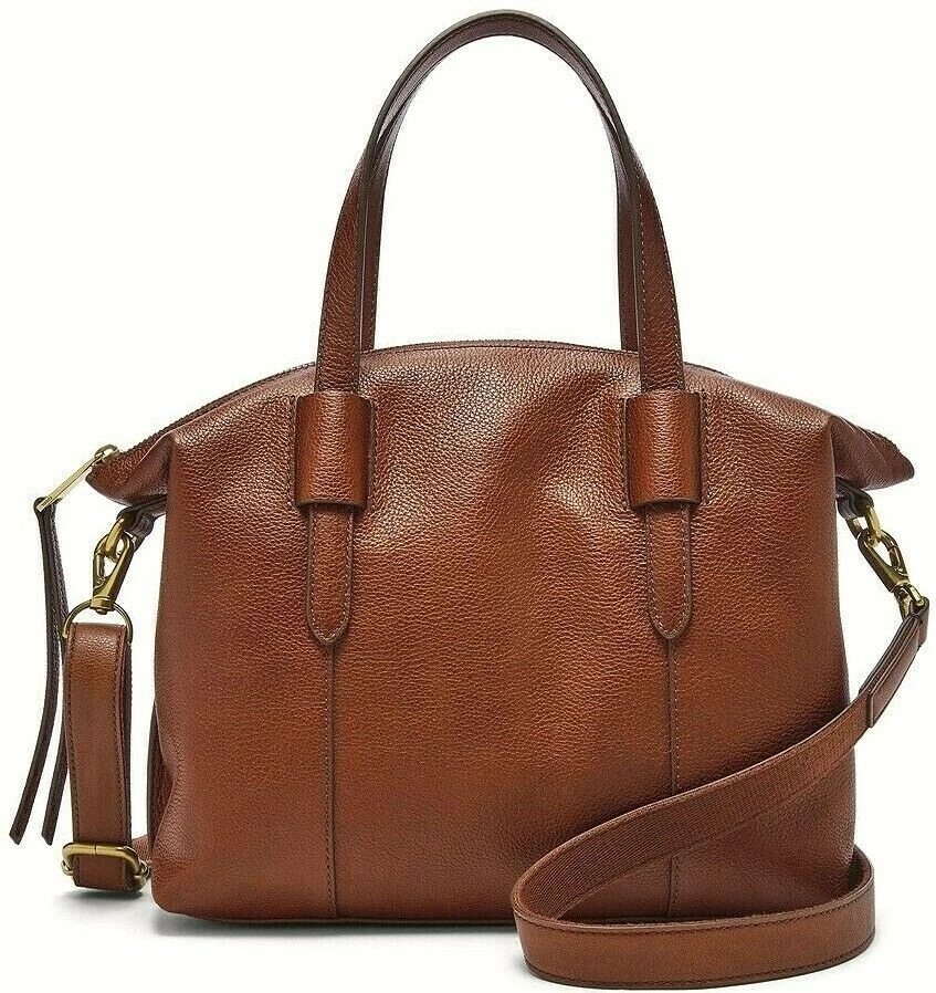 Fossil Brandy Brown Leather Skylar Satchel Handbag Crossbody SHB2657213