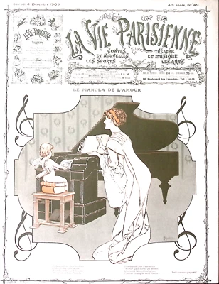 La Vie Parisienne Magazine  4 Dec 1909 Herounid The Piano of Love Cupid Plays - Image 1 of 4
