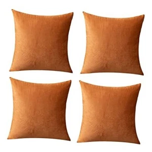 Pack of 4 Velvet Pillow Covers, Soft Throw Pillow Cases 18 x 18 Couch Pillows - Picture 1 of 8