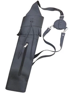TARGET FINE BLACK MILD LEATHER BACK ARROW QUIVER ARCHERY PRODUCTS AQ-121. - Picture 1 of 3