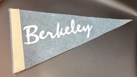 Vintage 18" X 8"  Berkeley  College University Pennant Banner Blue Cover