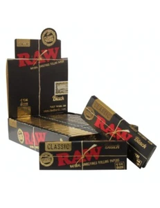 RAW BLACK CARTINE CORTE 1¼ ULTRA SOTTILI IN PURA CARTA DI CANAPA | 48 libretti - Afbeelding 1 van 4