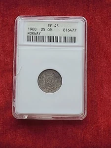 NORWAY 1900 25 ORE COIN......ANACS XF-45 KM # 360. - Picture 1 of 21