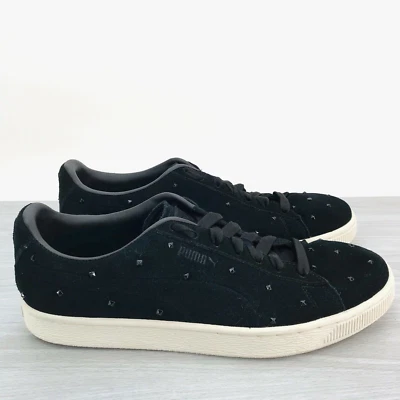 Tênis Puma Camurça Clássico Marshal Feminino Tamanho 10 Preto Tachas Top Baixo - Imagem 1 de 4