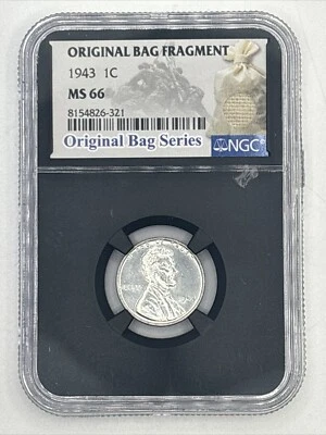 1943  1C NGC Lincoln Wheat Steel Cent Original  Bag Fragment MS66 - Image 1 of 2