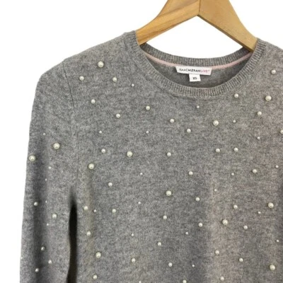 Suéter Isaac Mizrahi 100 % cachemir para mujer XS gris acento perlado ¡Súper suave! Usado en excelente estado Foto 1 de 4