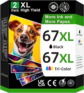 67 XL Ink Cartridges for HP 67XL Deskjet 2720 2755 4155 4158 Envy 6010 6055 6075 - Picture 1 of 9