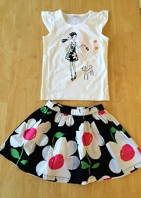 NWT Gymboree Daisy Park Girl walking Dog Daisy Skirt 2pc Set 7 8 Girls - Image 1 of 4
