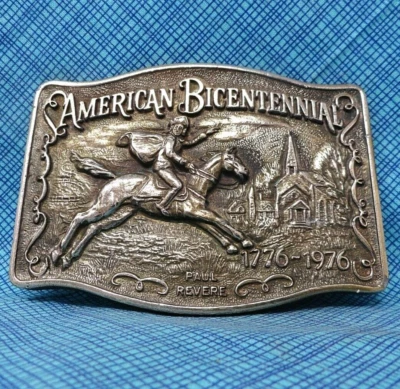 Fivela de cinto Paul Revere EUA 1976 bicentenário vintage anos 70 James Lind WSAW .CPA250 - Imagem 1 de 4