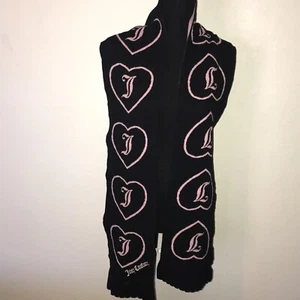 Juicy Couture Pink & Black Reversible Wool Cotton Wrap Scarf 8" x 80" Wide, Long - Picture 1 of 5