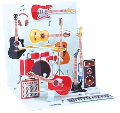 Any Occasion Greeting Card Guitars 3D Pop Up Treasures Up With Paper  - Image 1 of 4