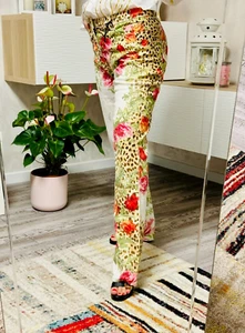 Roberto Cavalli Vintage Women's Trousers Size M Floral & Leopard Print Rare VI36 - Picture 1 of 24