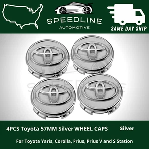 SET OF 4 TOYOTA WHEEL RIM RIMS CENTER HUB CAPS CHROME LOGO 57MM PRIUS COROLLA - Picture 1 of 3