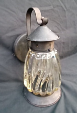 Vtg Thick Heavy Art Glass Shade Exterior Wall Sconce Light Porch 10.5" MCM