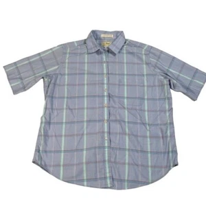 L.L. Bean Pastel Purple Plaid Button Up Youth Sz 18 Short Sleeve Collared Shirt - Picture 1 of 10