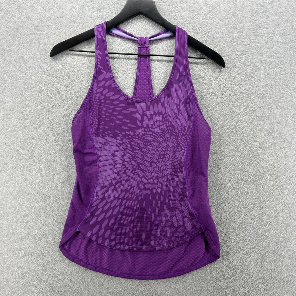 Camiseta sin mangas Asics para mujer talla pequeña púrpura espalda deportiva rendimiento para correr Foto 1 de 4