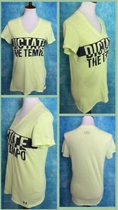 Camiseta para mujer Under Armour ajustada Heat Gear manga corta cuello en V verde neón L - Imagen 1 de 6