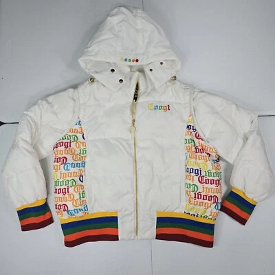 Vintage Y2K COOGI 3X Rainbow Hooded Puffer Bomber Jacket Removable Sleeves/Vest - Image 1 of 4