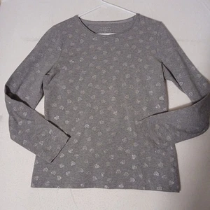 Talbots The Talbots Tee Long Sleeve Gray With Silver Hearts Size M - Picture 1 of 6