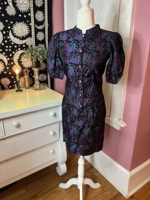 80s 90s Vintage All That Jazz  Size Xs / S Button Down Floral Set - Image 1 of 4