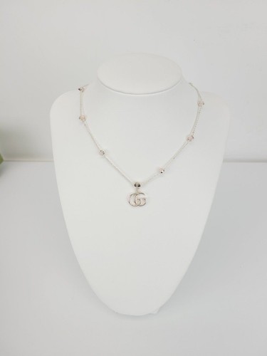 Collana Gucci Doppio GG Marmont Ciondolo Perla Rosa 43412120