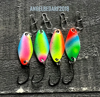 UV / Glow 4x 1,5 g Trout Spoon Set Japanblinker Forellenblinker Schlepplöffel - Bild 1 von 4