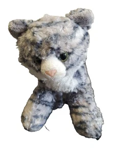 Aurora 8" Grey Tabby Cat Kitty Kitten Soft Plush Stuffed toy Animal Green Eyes - Picture 1 of 7