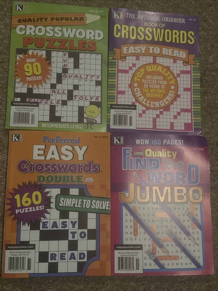 Lot of 4 Brand New Word Search and Cross WordPuzzle Game Books Foto 1 de 1