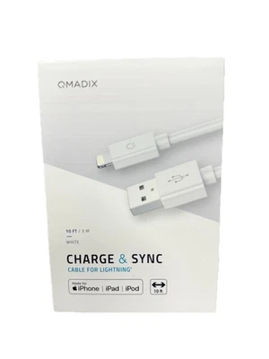Cable de carga Qmadix Lightning a USB 10 pies certificado MFI Foto 1 de 2