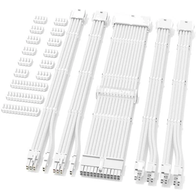 PSU-Kabelverlängerung in Weiß mit 16 AWG Kupferkern – Stabilität für Gaming-Pcs - Bild 1 von 4