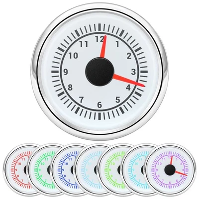 2" 52MM White Clock gauge 12 Hours 7 Colors LED For Cars Trucks Boat Marine Car - Image 1 of 4