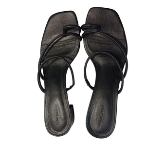 Reformation Black Strappy Square Toe Heeled Sandals Size 8 Womens  - Picture 1 of 9