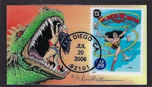Wonder Woman with T-Rex, Wonder Woman Cover Sc.#4084m First Day Magnet - Picture 1 of 1
